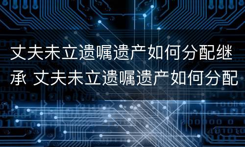 丈夫未立遗嘱遗产如何分配继承 丈夫未立遗嘱遗产如何分配继承权