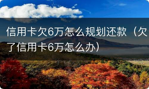 信用卡欠6万怎么规划还款（欠了信用卡6万怎么办）