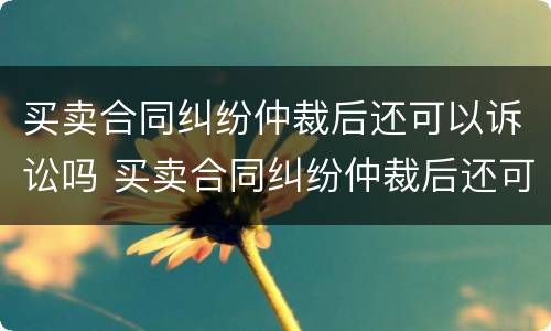 买卖合同纠纷仲裁后还可以诉讼吗 买卖合同纠纷仲裁后还可以诉讼吗法院
