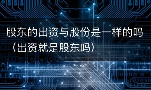 股东的出资与股份是一样的吗（出资就是股东吗）