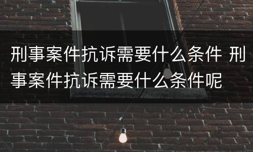 刑事案件抗诉需要什么条件 刑事案件抗诉需要什么条件呢