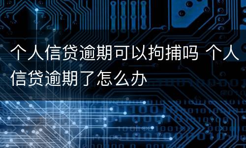 个人信贷逾期可以拘捕吗 个人信贷逾期了怎么办