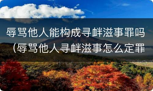 辱骂他人能构成寻衅滋事罪吗（辱骂他人寻衅滋事怎么定罪）
