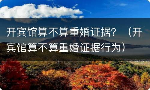 开宾馆算不算重婚证据？（开宾馆算不算重婚证据行为）