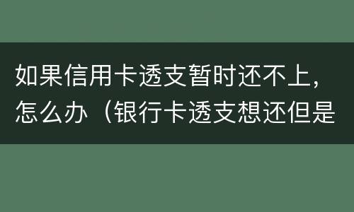 如果信用卡透支暂时还不上，怎么办（银行卡透支想还但是现在还不上怎么办）