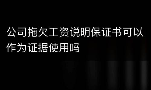公司拖欠工资说明保证书可以作为证据使用吗