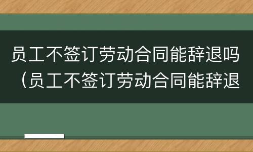 员工不签订劳动合同能辞退吗（员工不签订劳动合同能辞退吗）