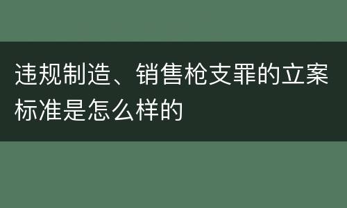 违规制造、销售枪支罪的立案标准是怎么样的