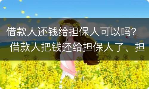 借款人还钱给担保人可以吗？ 借款人把钱还给担保人了、担保人犯法吗