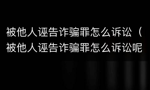 被他人诬告诈骗罪怎么诉讼（被他人诬告诈骗罪怎么诉讼呢）