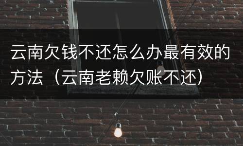 云南欠钱不还怎么办最有效的方法（云南老赖欠账不还）