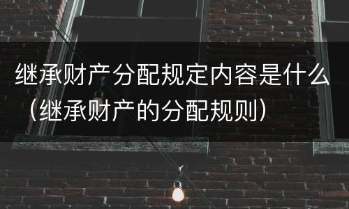 继承财产分配规定内容是什么（继承财产的分配规则）