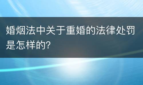 婚烟法中关于重婚的法律处罚是怎样的？