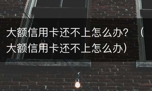 大额信用卡还不上怎么办？（大额信用卡还不上怎么办）