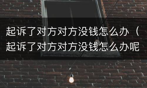 起诉了对方对方没钱怎么办（起诉了对方对方没钱怎么办呢）