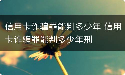 信用卡诈骗罪能判多少年 信用卡诈骗罪能判多少年刑