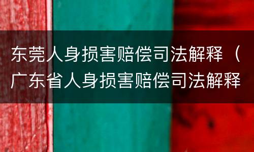 东莞人身损害赔偿司法解释（广东省人身损害赔偿司法解释）