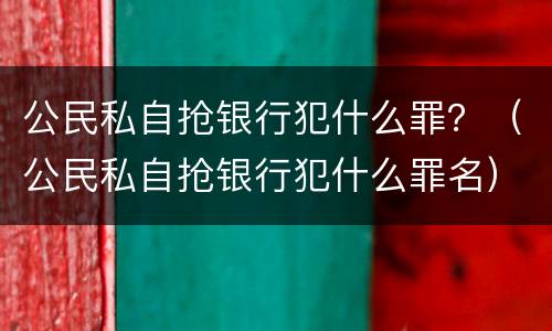 公民私自抢银行犯什么罪？（公民私自抢银行犯什么罪名）