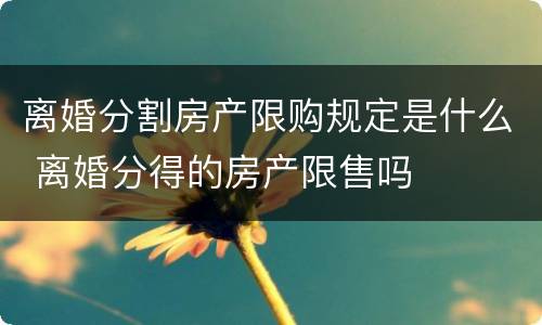 离婚分割房产限购规定是什么 离婚分得的房产限售吗