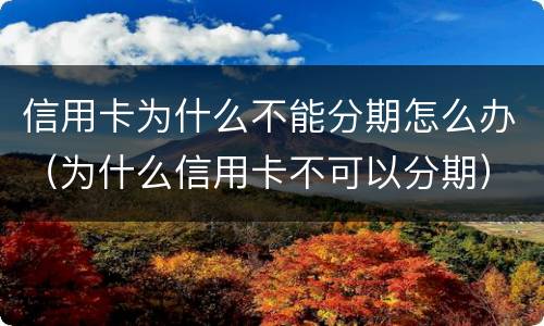 信用卡为什么不能分期怎么办（为什么信用卡不可以分期）