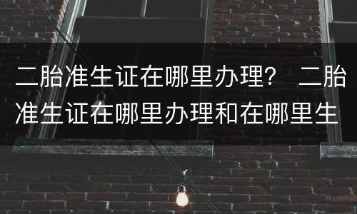 二胎准生证在哪里办理？ 二胎准生证在哪里办理和在哪里生产有关系吗