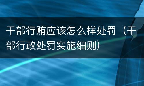 干部行贿应该怎么样处罚（干部行政处罚实施细则）