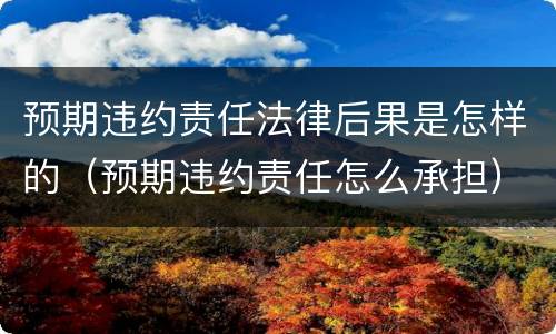 预期违约责任法律后果是怎样的（预期违约责任怎么承担）