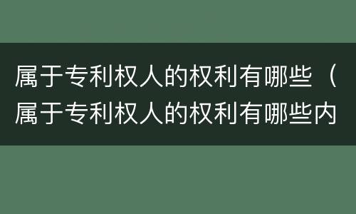 属于专利权人的权利有哪些（属于专利权人的权利有哪些内容）