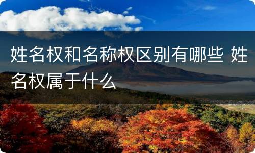 姓名权和名称权区别有哪些 姓名权属于什么
