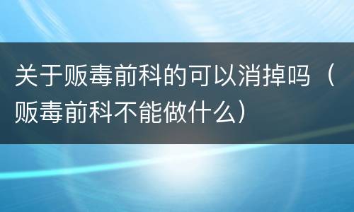 关于贩毒前科的可以消掉吗（贩毒前科不能做什么）