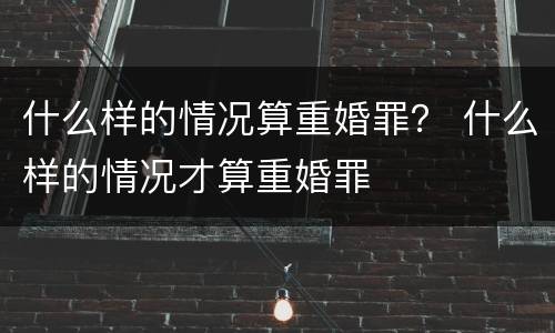 什么样的情况算重婚罪？ 什么样的情况才算重婚罪