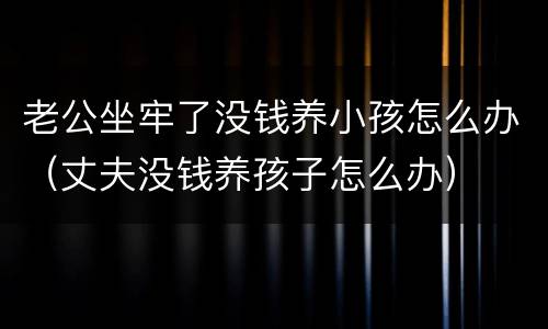 老公坐牢了没钱养小孩怎么办（丈夫没钱养孩子怎么办）