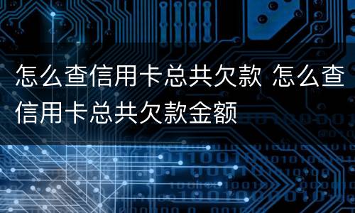 怎么查信用卡总共欠款 怎么查信用卡总共欠款金额