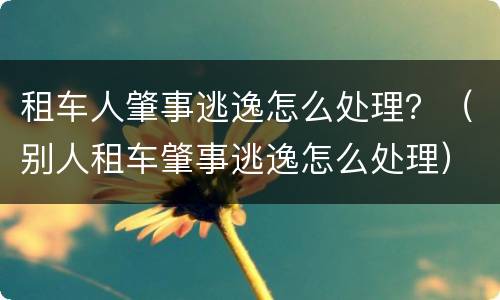 租车人肇事逃逸怎么处理？（别人租车肇事逃逸怎么处理）