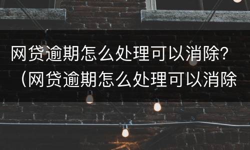 网贷逾期怎么处理可以消除？（网贷逾期怎么处理可以消除征信）