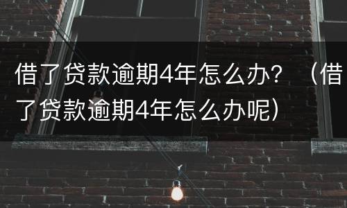 借了贷款逾期4年怎么办？（借了贷款逾期4年怎么办呢）