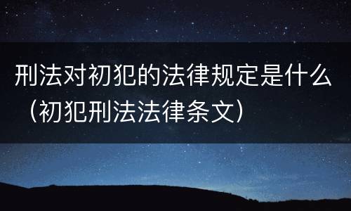 刑法对初犯的法律规定是什么（初犯刑法法律条文）