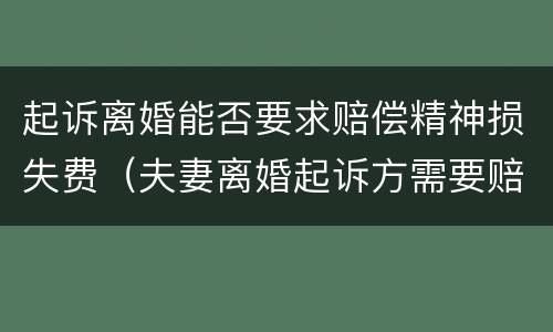 起诉离婚能否要求赔偿精神损失费（夫妻离婚起诉方需要赔偿另一方精神损失费吗?）