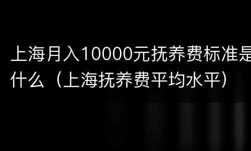 上海月入10000元抚养费标准是什么（上海抚养费平均水平）