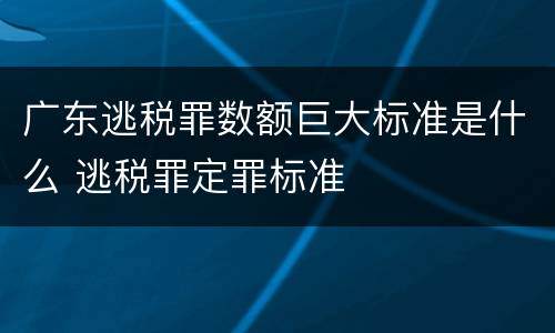 广东逃税罪数额巨大标准是什么 逃税罪定罪标准