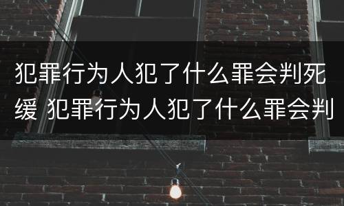 犯罪行为人犯了什么罪会判死缓 犯罪行为人犯了什么罪会判死缓刑