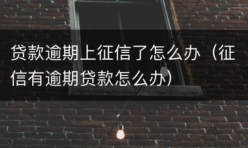 贷款逾期上征信了怎么办（征信有逾期贷款怎么办）