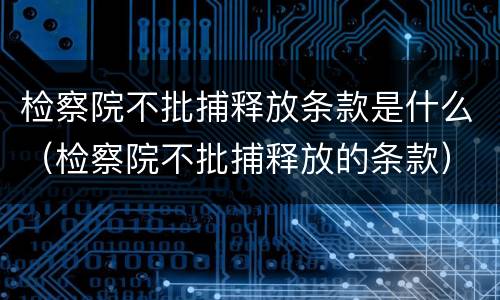 检察院不批捕释放条款是什么（检察院不批捕释放的条款）