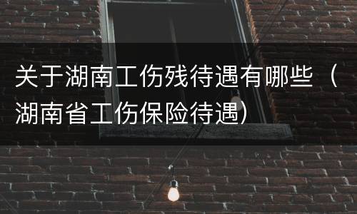 关于湖南工伤残待遇有哪些（湖南省工伤保险待遇）