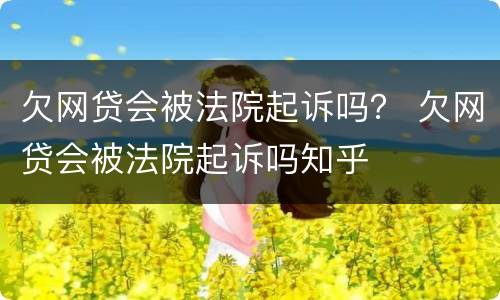 欠网贷会被法院起诉吗？ 欠网贷会被法院起诉吗知乎