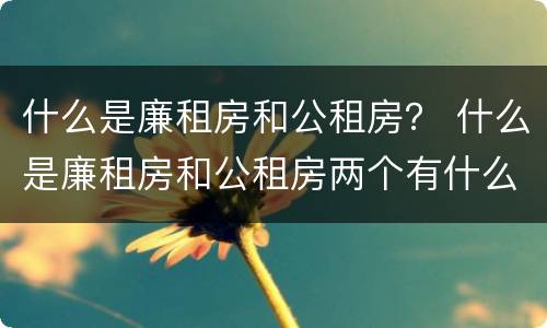 什么是廉租房和公租房？ 什么是廉租房和公租房两个有什么特点