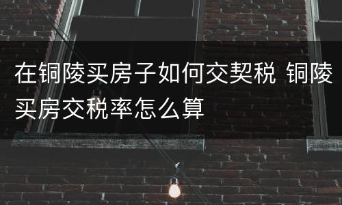 在铜陵买房子如何交契税 铜陵买房交税率怎么算