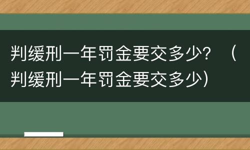 判缓刑一年罚金要交多少？（判缓刑一年罚金要交多少）