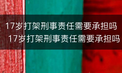 17岁打架刑事责任需要承担吗 17岁打架刑事责任需要承担吗