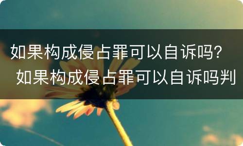 如果构成侵占罪可以自诉吗？ 如果构成侵占罪可以自诉吗判几年